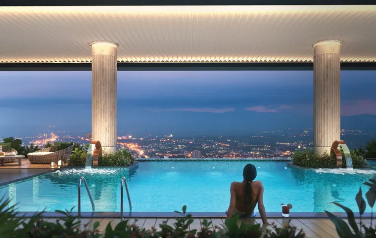 Infinity edge pool with city views at Nyati Elenor