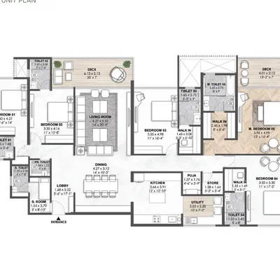 Nyati Elenor 5.5 BHK floor plan – 2757 sq.ft. carpet