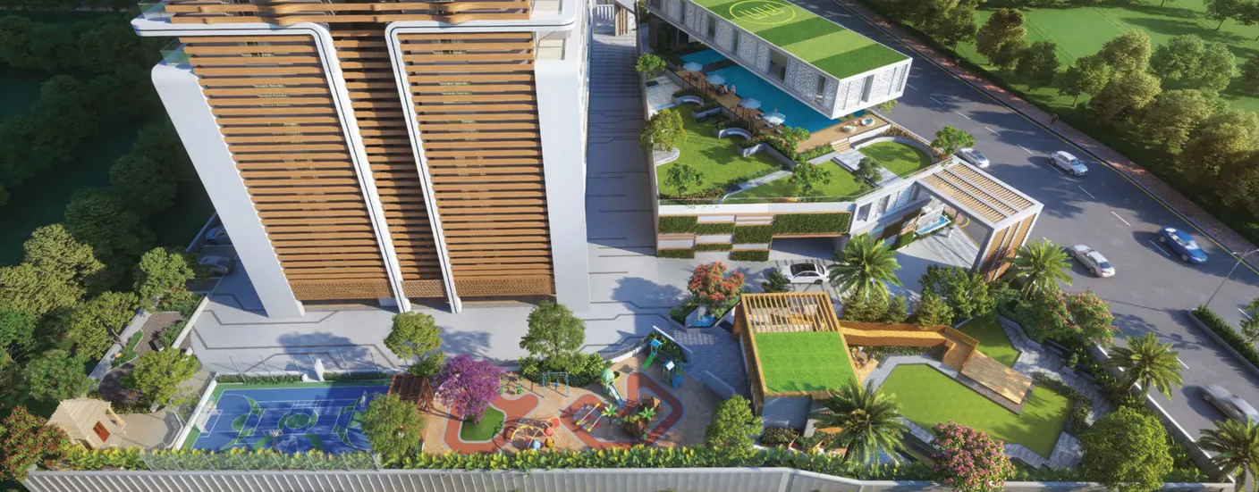 Open-air kids' play zone and landscape